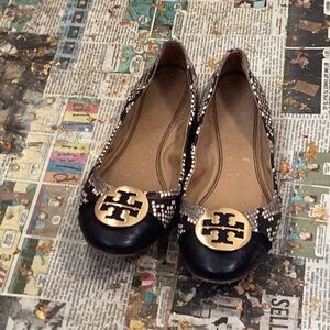 Tory Burch Ballerina Snakeskin Flats